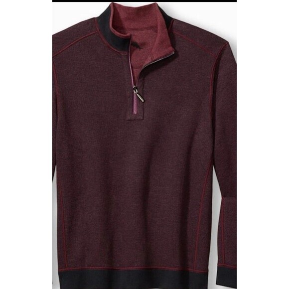 Tommy Bahama Mens Pullover Reversible 1/2 Zip Pinot Noir Size Large - Picture 4 of 6